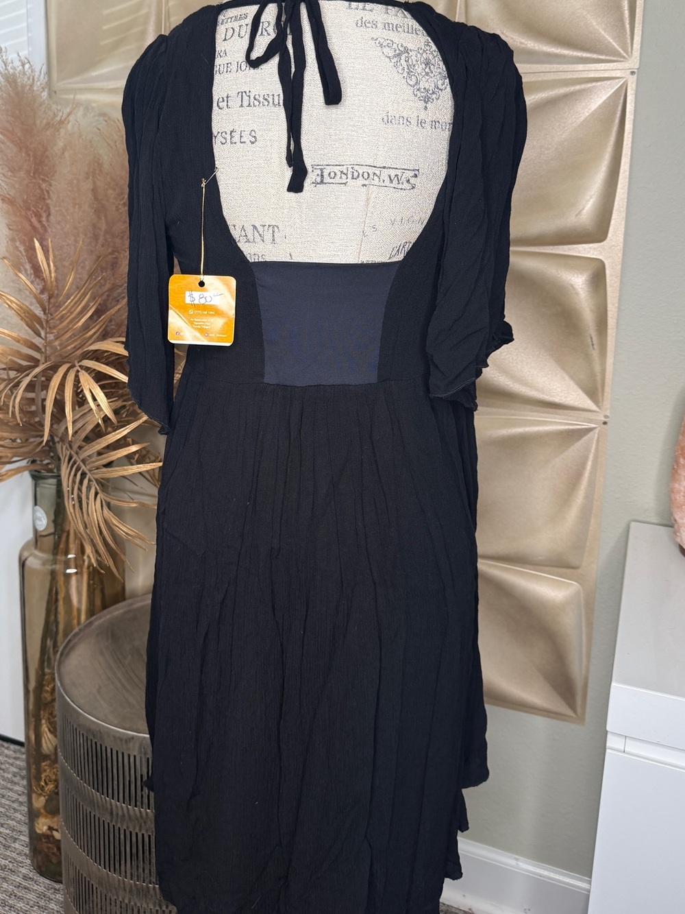 Handmade Mexican Boho Dress with Embroidered Bird Otomi Yoke - Picture 2 of 5